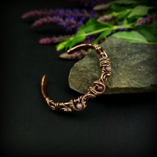 Miedziana bransoleta cuff z różowym turmalinem