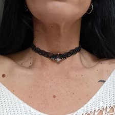 Choker dark boho - kwarc z tumalinem