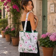 Torba na zakupy shopperka ekologiczna torba zakupowa na ramię bawełniana torba kwiaty