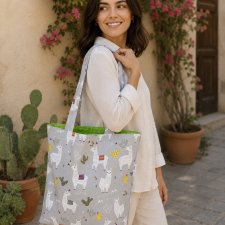 Torba na zakupy shopperka ekologiczna torba zakupowa na ramię bawełniana torba lama alpaki