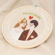 Ślubna, indywidualna dedykacja, haft w tamborku