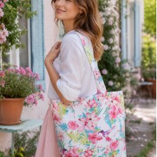 Torba na zakupy kolibry shopperka ekologiczna torba zakupowa na ramię bawełniana torba koliber
