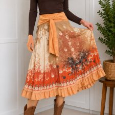 Bawełniana spódnica boho ombre wzory Fairy Cottagecore wiązana