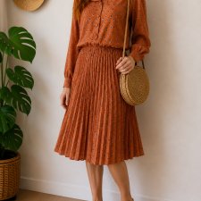 Miss Jolie Plisowana Sukienka w stylu retro z kołnierzykiem kropki kwiaty na wiosnę lato
