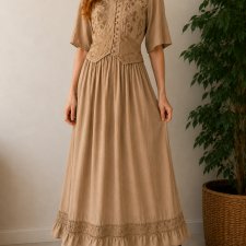 Suknia Sukienka z kamizelką haftowana Cottage długa maxi nowa Cosplay Larp