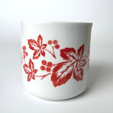 Porcelanowy kubek PRL barowy z motywem roślinnym Polska lata 70 XX wieku