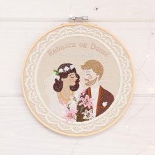 Ślubna, indywidualna dedykacja, haft w tamborku