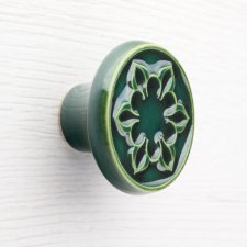 Ceramiczna gałka do mebli morska zieleń, wz.2, ręcznie robiona