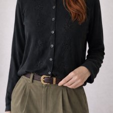 czarny kardigan z haftem Vintage sweter rozpinany basic