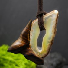 Ręcznie rzeźbiony wisiorek z dojrzałego octowca, agat cytrynowy– biżuteria z duszą natury - pirografia prezent dla kobiety dla niej Unique Jewelry Des