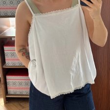 Biały bawełniany top z koronką Plus Size 6XL 7XL 8XL Avenue