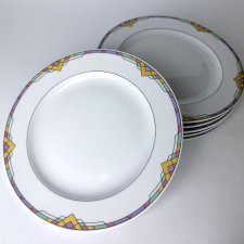 Talerzyki Art Deco zestaw 6 sztuk wzór geometryczny Bavaria R. Wunsiedel Vintage