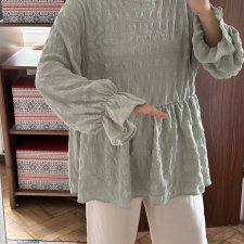 Bluzka Ala muślinowa Plus Size 4XL 5XL oversize szałwiowa