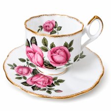 Rosina / Queen's Bone China – filiżanka ze spodkiem wzor róże