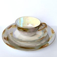 Trio Art Deco Rudolf Wachter RW Zestaw Śniadaniowy Lustrowy vintage lata 50-60