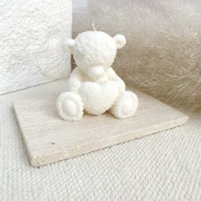 Świeca sojowa ekologiczna dekoracyjna miś misiu "Teddy Bear" 75x75mm biała