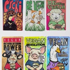 Magnesy na lodówkę - vegan zwierzaki - zestaw 6szt - krowa kura owca gęś świnka