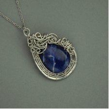 Wisior niebieski sodalit wire wrapping stal chirurgiczna wisiorek