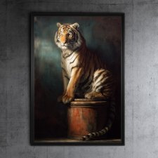 Tygrys siedzący - grafika na plakacie na A3