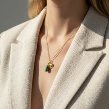 Naszyjnik ze słonikiem turkusem i cytrynem Pozłacany Amulet Rozwoju Szczęście