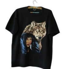 Koszulka Indianka i wilk Vintage Wolf T-shirt, Wolves t-shirt, Wild T-shirt, Hippie shirt,