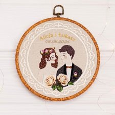 Ślubna, indywidualna dedykacja, haft w oprawie vintage