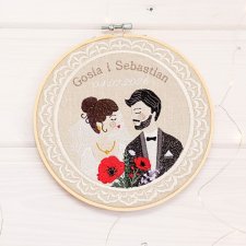 Ślubna, indywidualna dedykacja, haft w tamborku