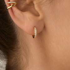Kolczyki koła 13mm "White Belle" z cyrkoniami - srebro 925 pozłacane