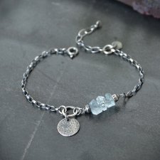 Bransoletka z akwamarynu i oksydowanego srebra