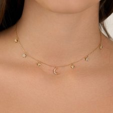 Choker/ naszyjnik cyrkonie "Moon-Stars"- srebro 925 pozłacane