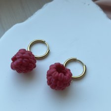 Kolczyki z maliną. Polimerowa glina. Handmade Polska