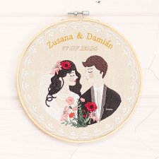 Ślubna, indywidualna dedykacja, haft w tamborku
