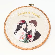 Ślubna, indywidualna dedykacja, haft w oprawie vintage
