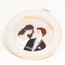 Ślubna, indywidualna dedykacja, haft w tamborku