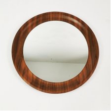 Tekowe, okrągłe lustro ścienne Mid Century, Dania, lata 60