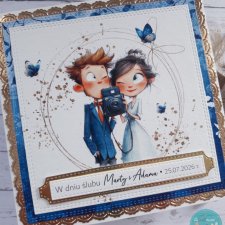 Kartka ślubna z uroczą parą młodą, personalizacja