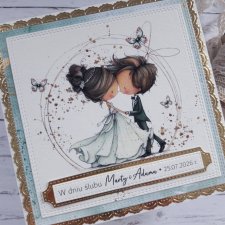 Kartka ślubna z tańczącą parą młodą, personalizacja