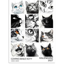 Kalendarz 2027 Czarno-Białe Koty 15x21 cm