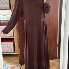 czekoladowa ukienka maxi lagenlook golf kieszenie luźna wygodna minimalistyczna oversize 6XL / 52 / 24