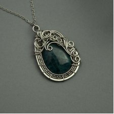 Wisior zielony apatyt wire wrapping stal chirurgiczna wisiorek