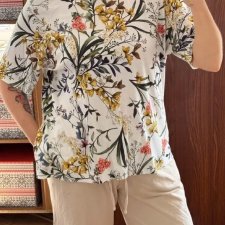 Biała bluzka kwiaty botaniczny print romantyczna wiosna lato wygodna XXL / 44 / 16 Chico's