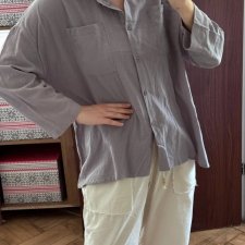 zara lniana koszula z kieszeniami oversize plus size 4XL / 48 / 20