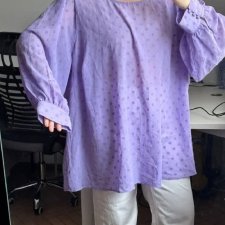 Fioletowa transparentna bluzka groszki elegancka oversize 8XL / 56 / 28