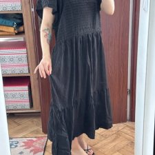 Czarna sukienka tiered z marszczeniem Terra Sky 28W-30W oversize plus size 9XL / 58 / 30