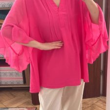 Różowa szyfonowa tunika boho scomchik Plus Size   XXL 3XL 4XL 5XL / 50 / 22