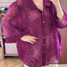 Fioletowa koronkowa koszula White Stag Plus Size oversize 3/4 rękaw 8XL / 56 / 28
