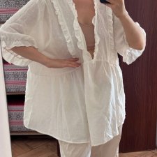 Biała bluzka z falbanami i haftem angielskim Vintage Love Plus Size oversize romantyczna 8XL / 56 / 28