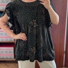 Czarna bluzka w kwiatki Torrid Heritage 5 ruffled sleeves 100% bawełna 8XL / 56 / 28