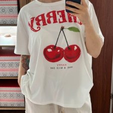 Koszulka pin up retro owoce nadruk vintage streetwear letnia wygodna luźna Shein 6XL / 52 / 24