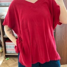 Czerwona koszulka V-neck Avenue 9XL bawełniana oversize Plus Size 8XL / 56 / 28